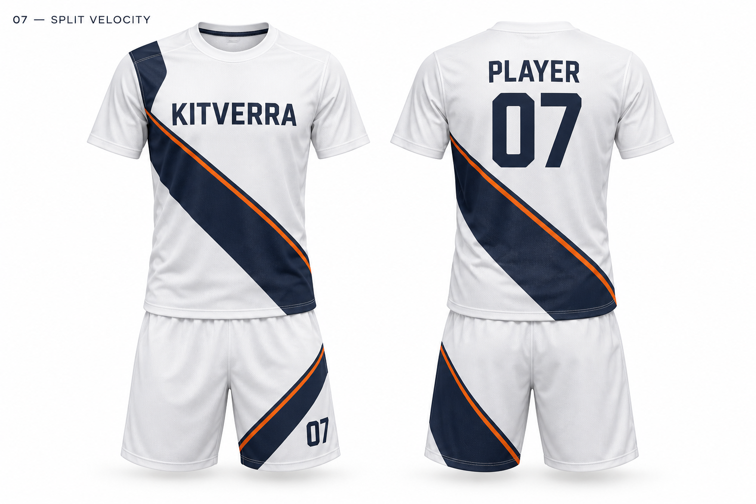 Split Velocity training shirt and matching shorts, front and back