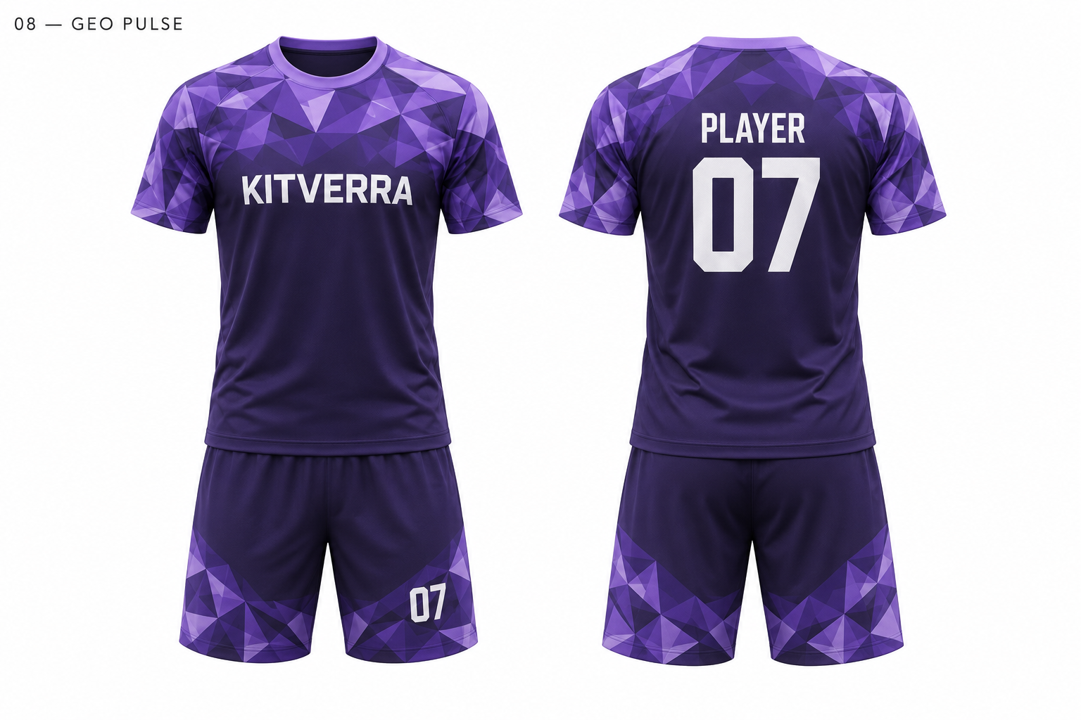 Geo Pulse training shirt and matching shorts, front and back