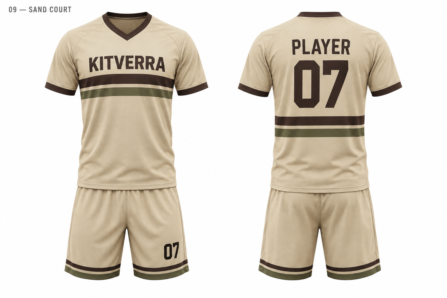 Sand Court training shirt and matching shorts, front and back