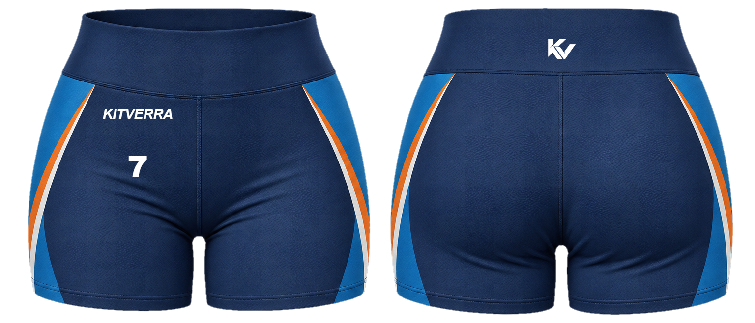 Sprint Track fitted volleyball shorts, front and back