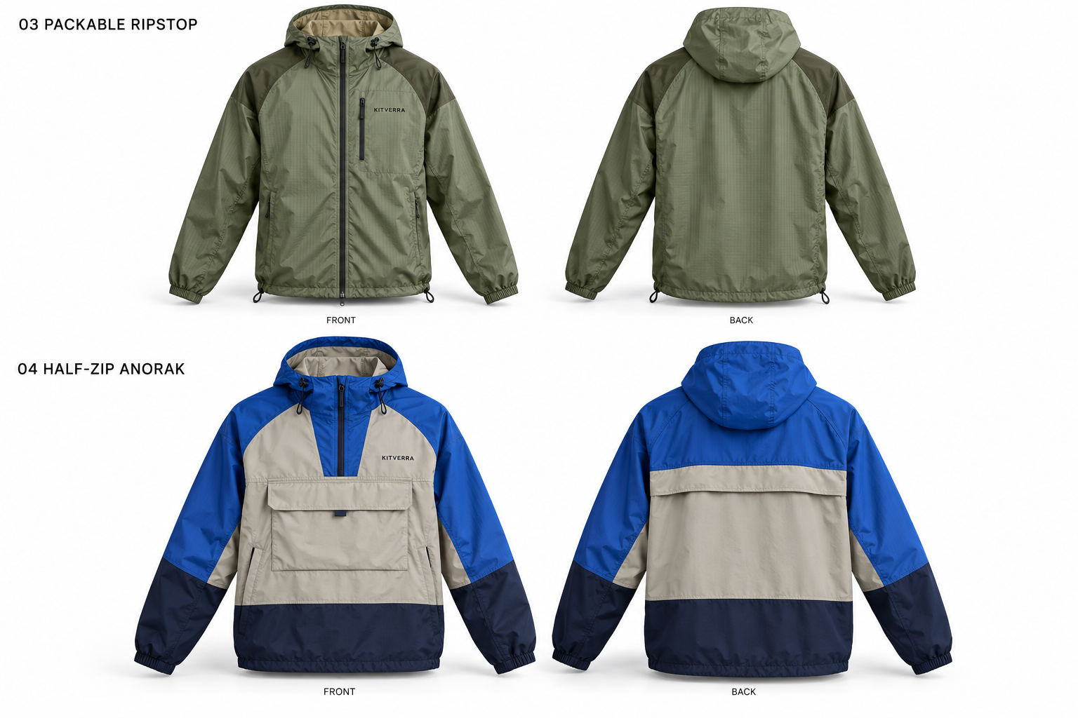 Packable Ripstop jacket only, front and back