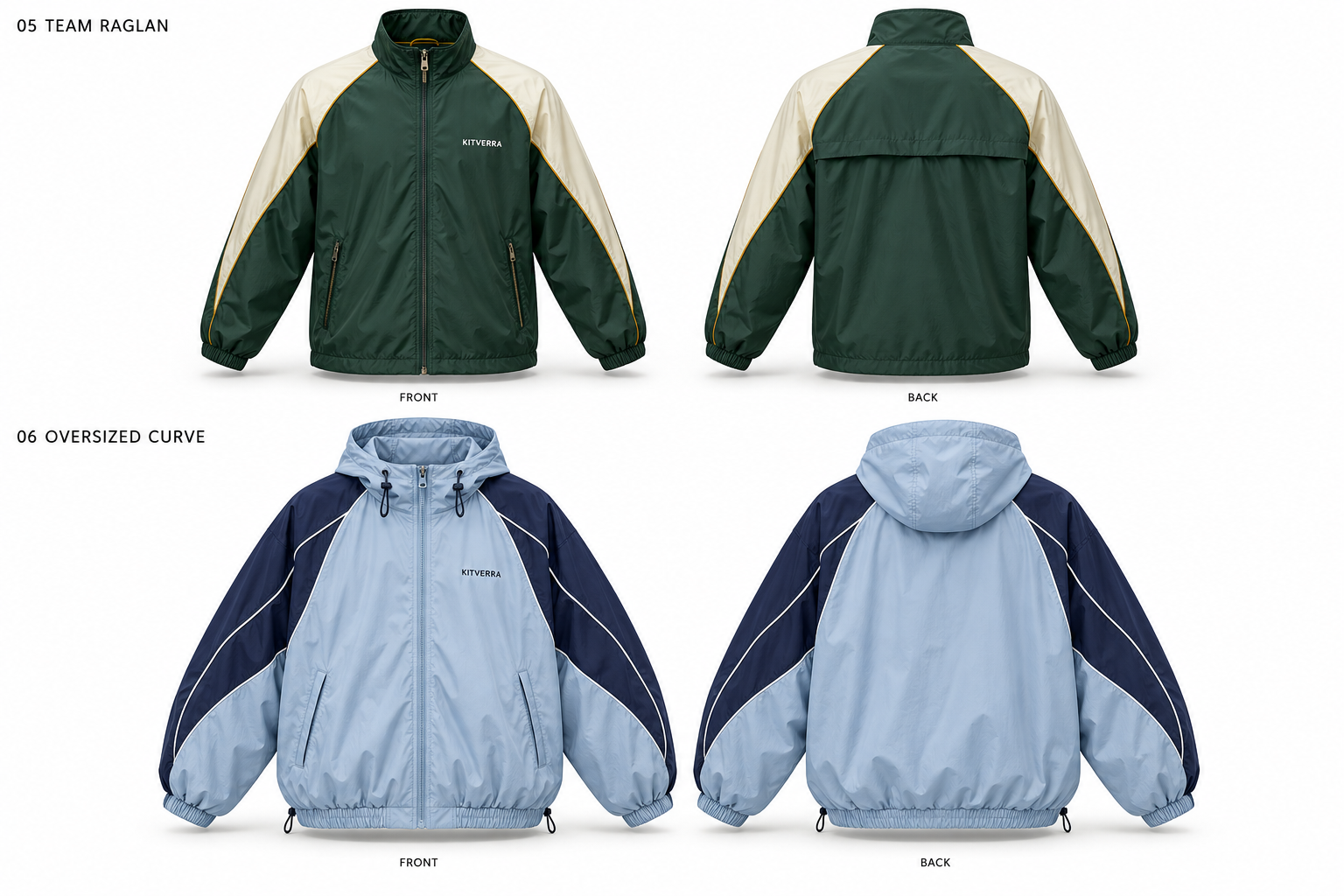 Team Raglan jacket only, front and back