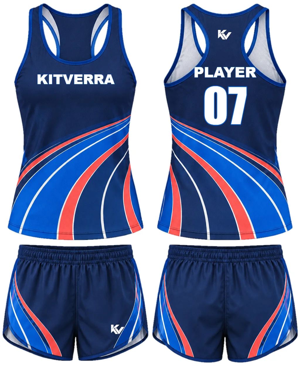Velocity Lane — Race singlet & split shorts, front and back design preview
