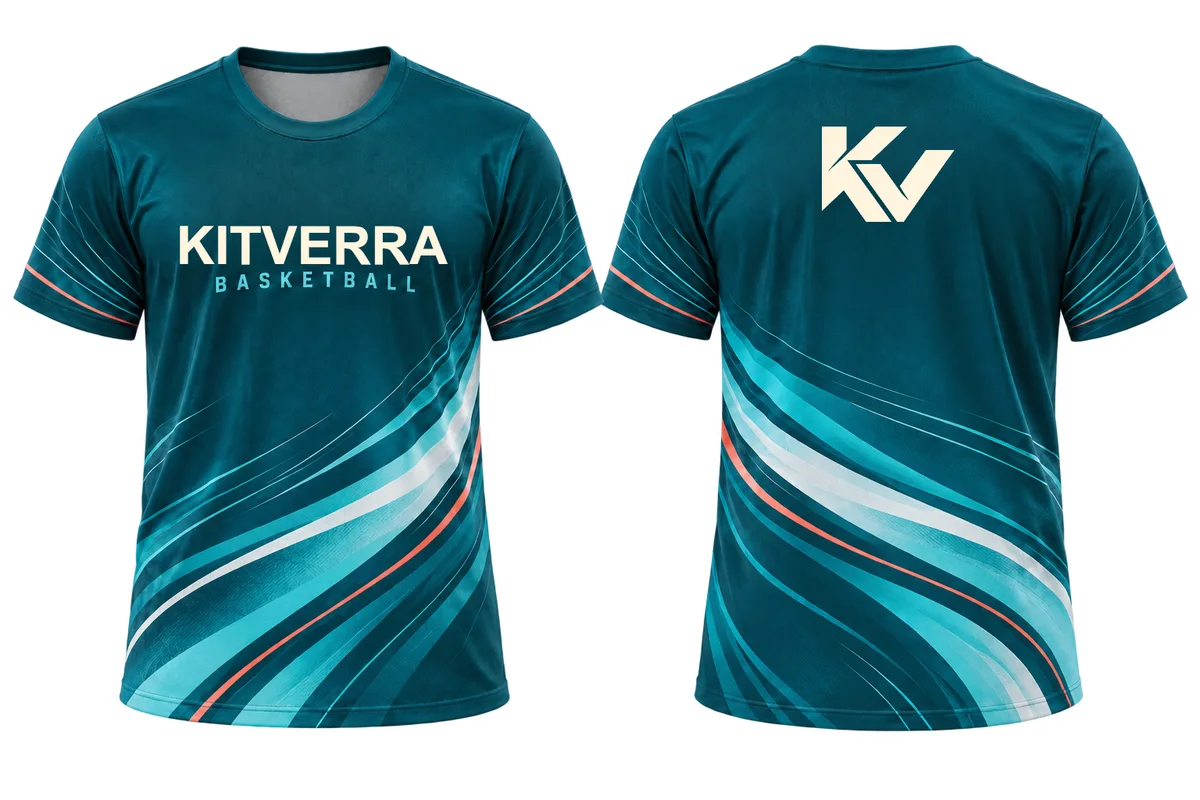 Teal Momentum — SHOOTING SHIRT / SUBLIMATION, front and back design preview