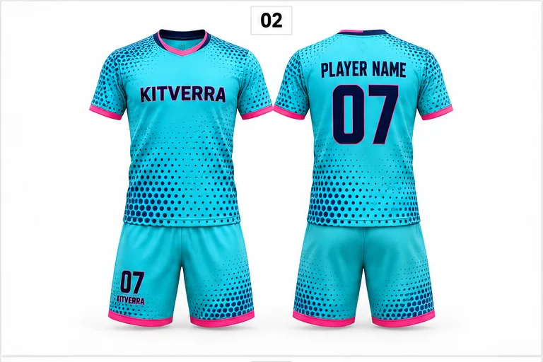 Turquoise Dots — Match kits / Jersey & shorts, front and back design preview