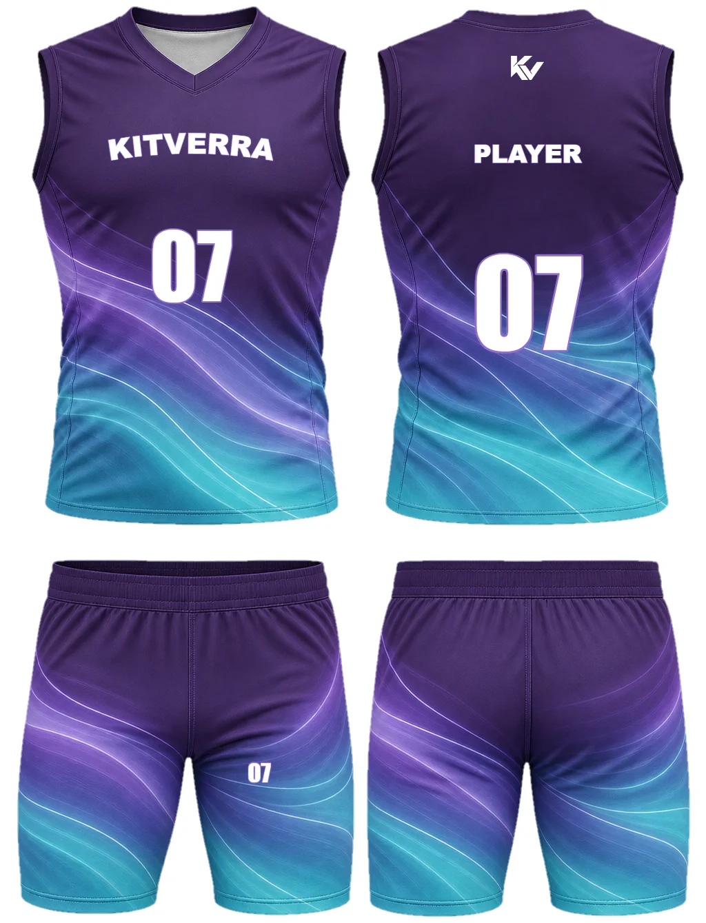 Violet Spectral — 7v7 sleeveless sets, front and back design preview