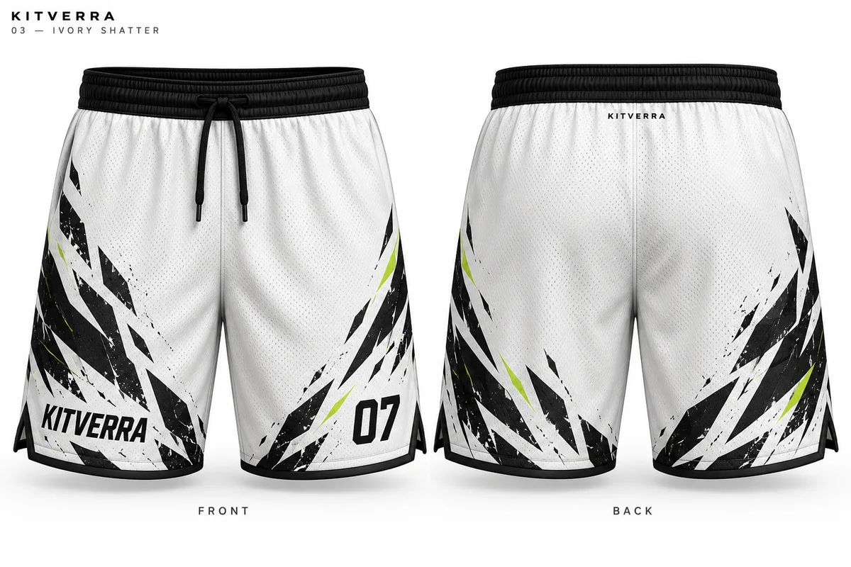 Ivory Shatter — BASKETBALL SHORTS / SUBLIMATION, front and back design preview