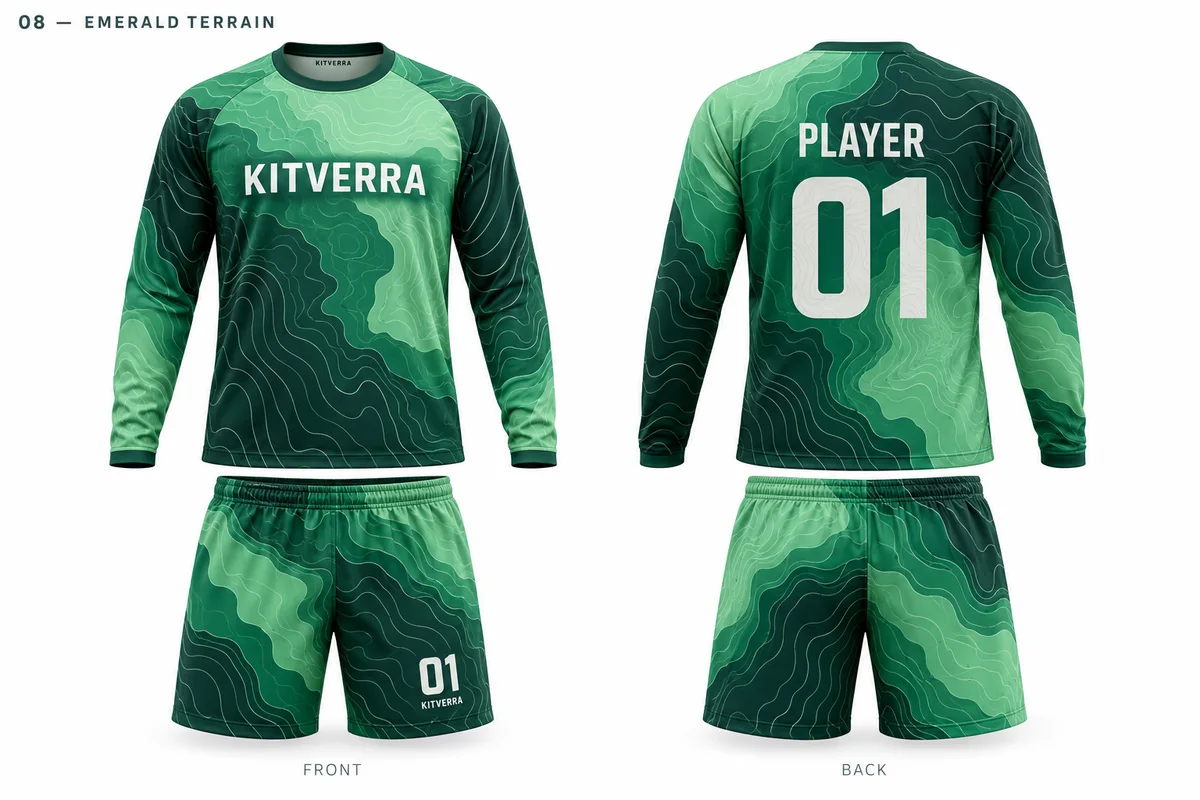Emerald Terrain — Goalkeeper / Sublimation set, front and back design preview