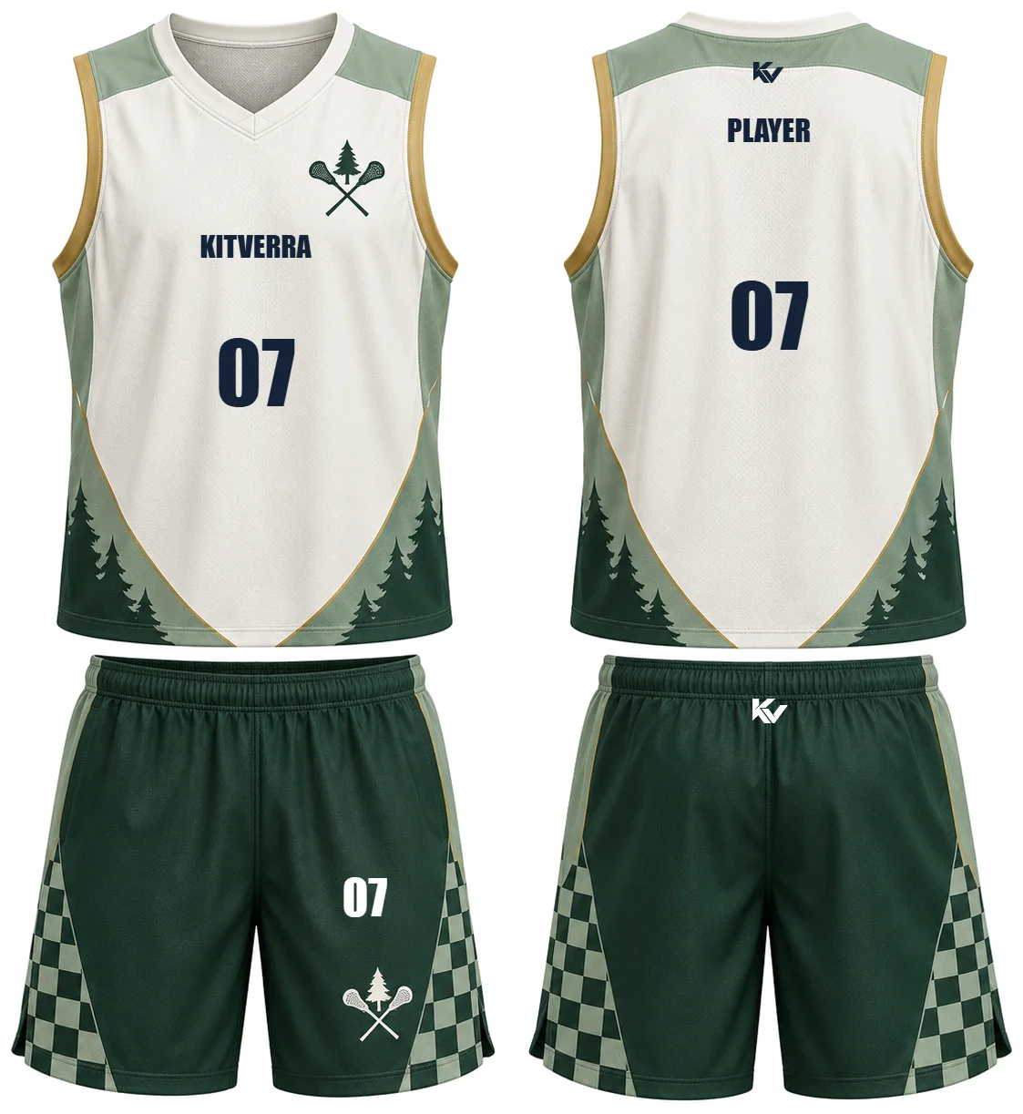 Pine Division — Men's sleeveless field sets, front and back design preview