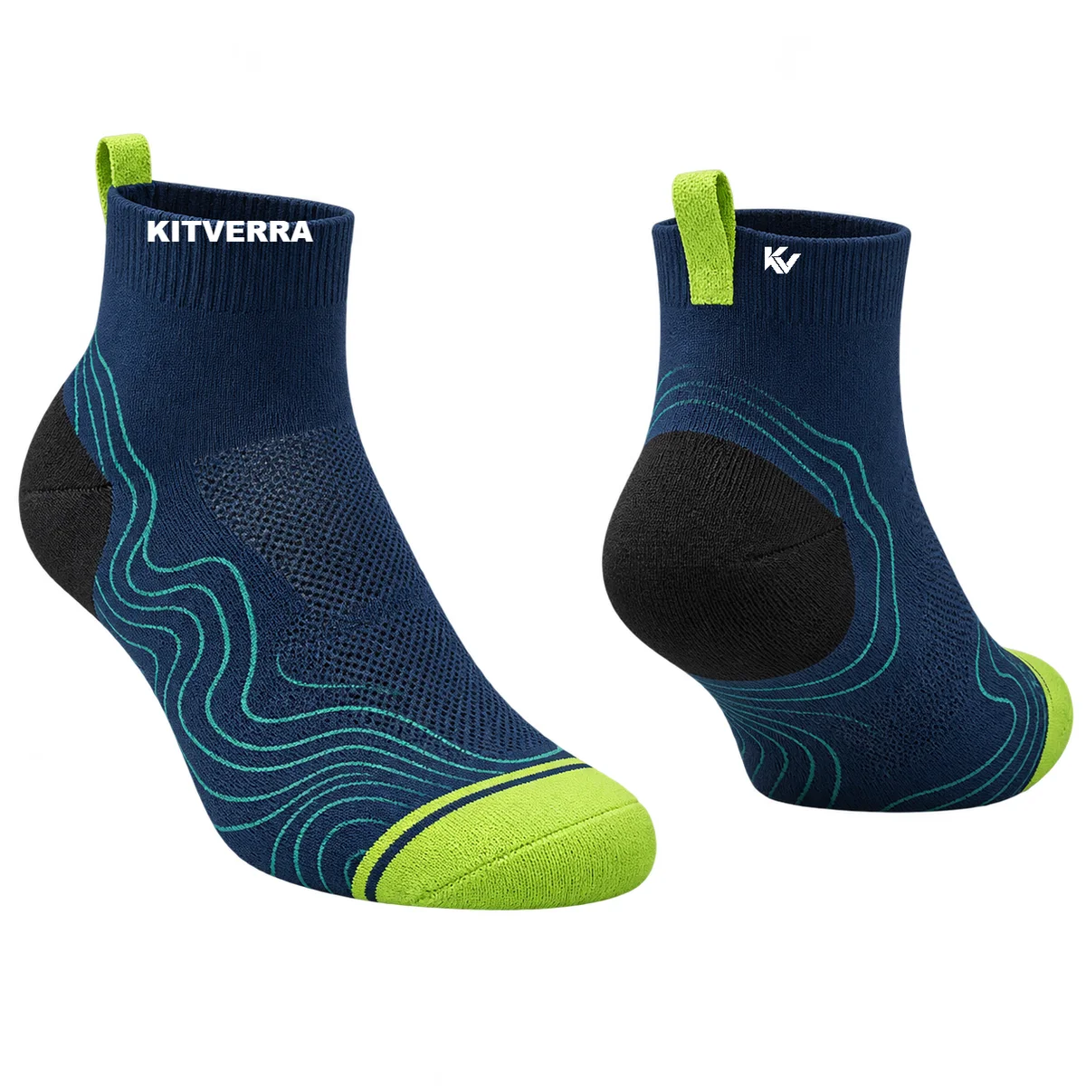 Elevation Lines — Athletics socks, front and back design preview