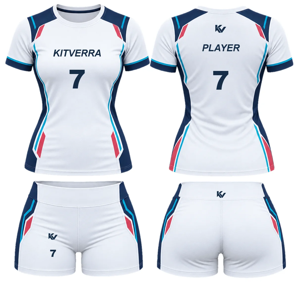 White Rotation — Sleeved court set / Short sleeve / crew neck, front and back design preview