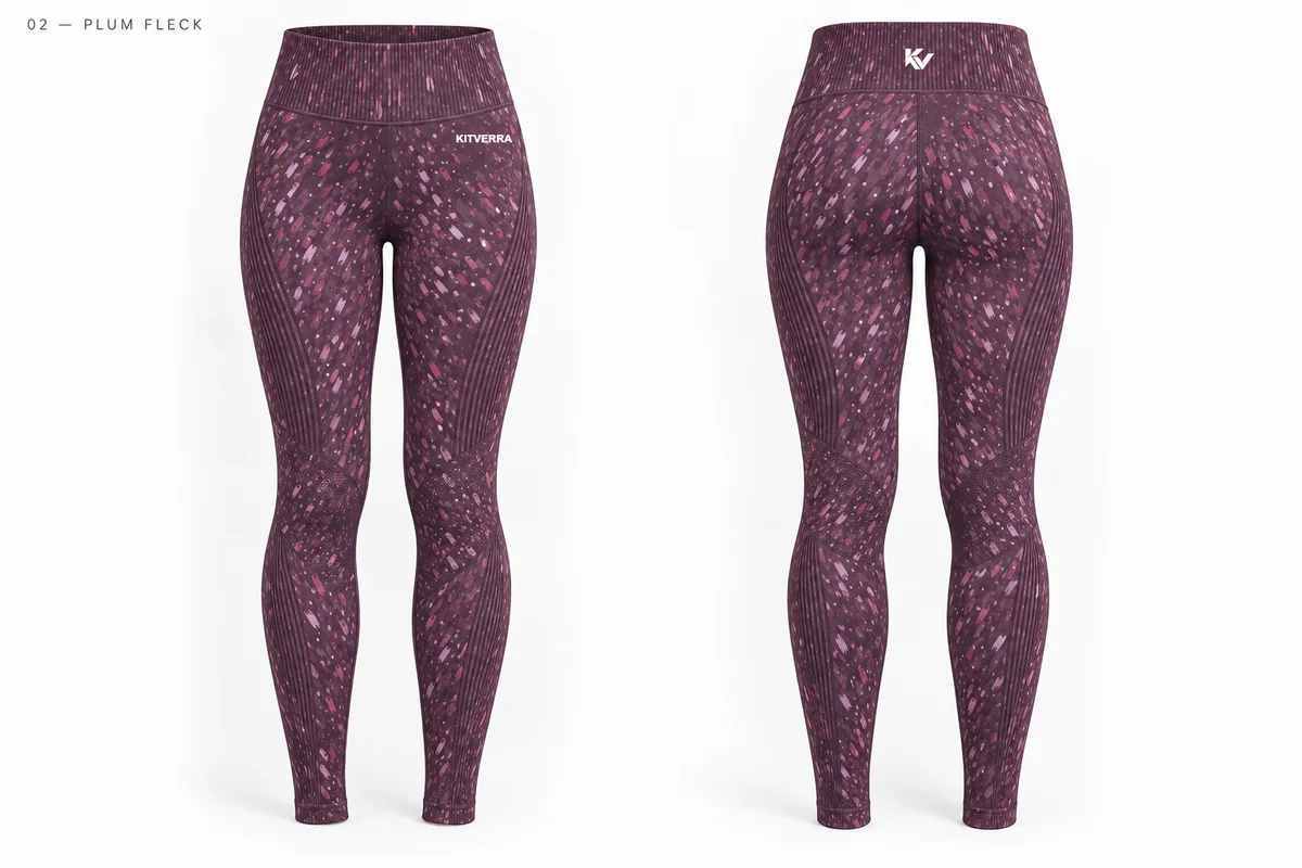 Plum Fleck — Leggings, front and back design preview