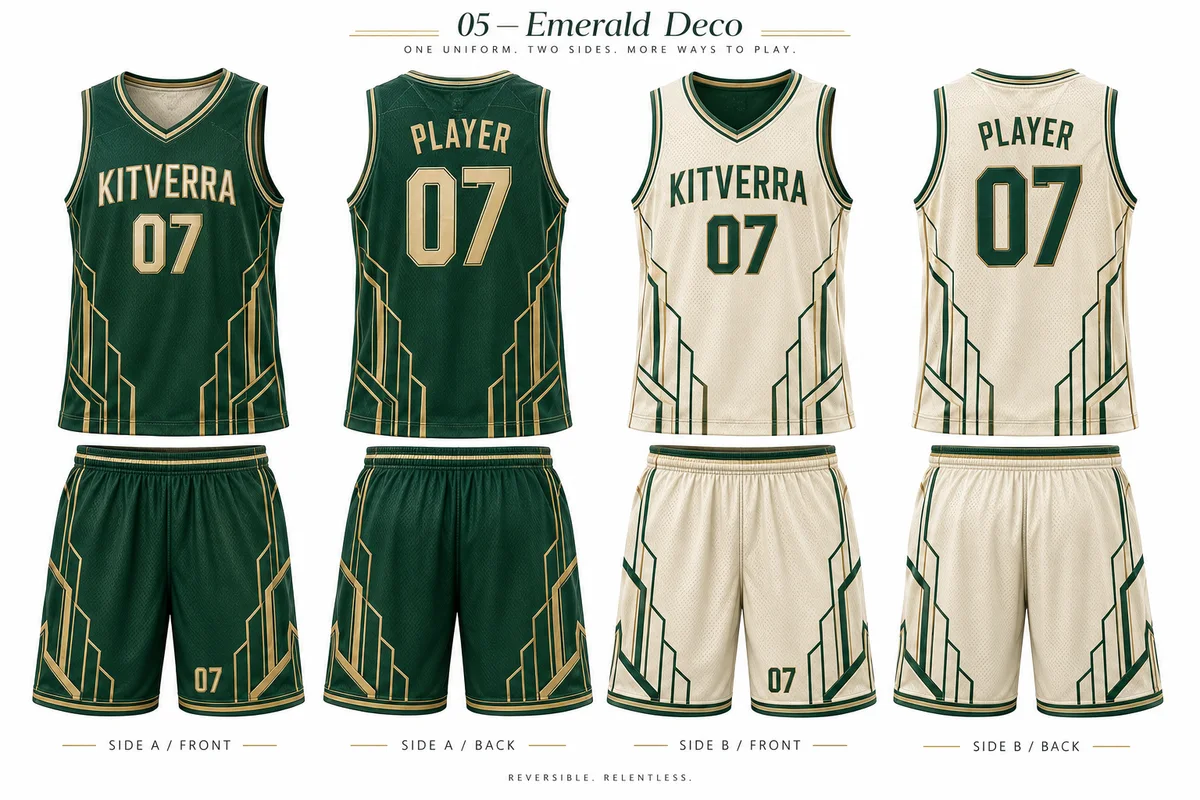 Emerald Deco — REVERSIBLE / SIDE A & SIDE B / SUBLIMATION, front and back design preview