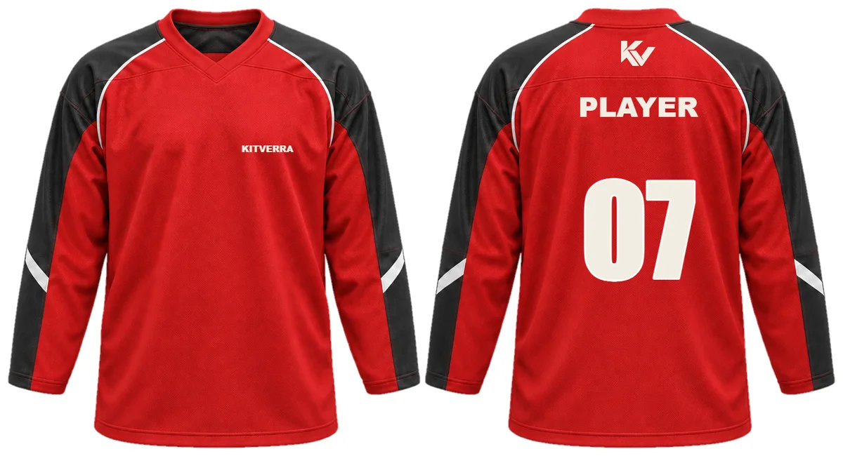 Red Drill — Ice Hockey / Practice jerseys, front and back design preview