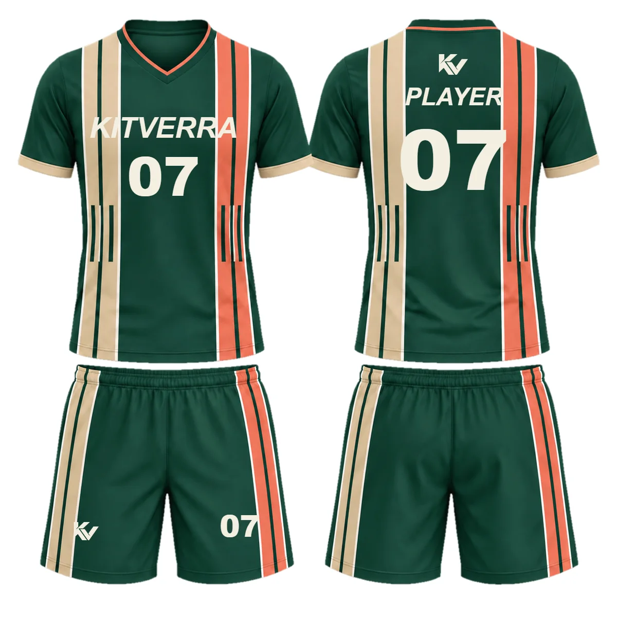 Forest Channels — Field hockey shirt & shorts / V neck, front and back design preview
