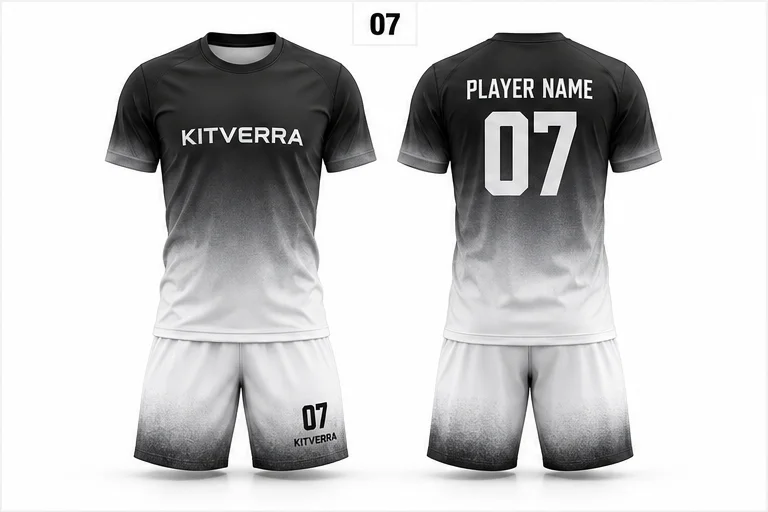 Monochrome Fade — Match kits / Jersey & shorts, front and back design preview