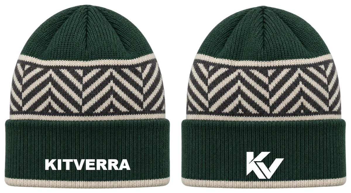 Scrum Herringbone — Rugby beanies, front and back design preview