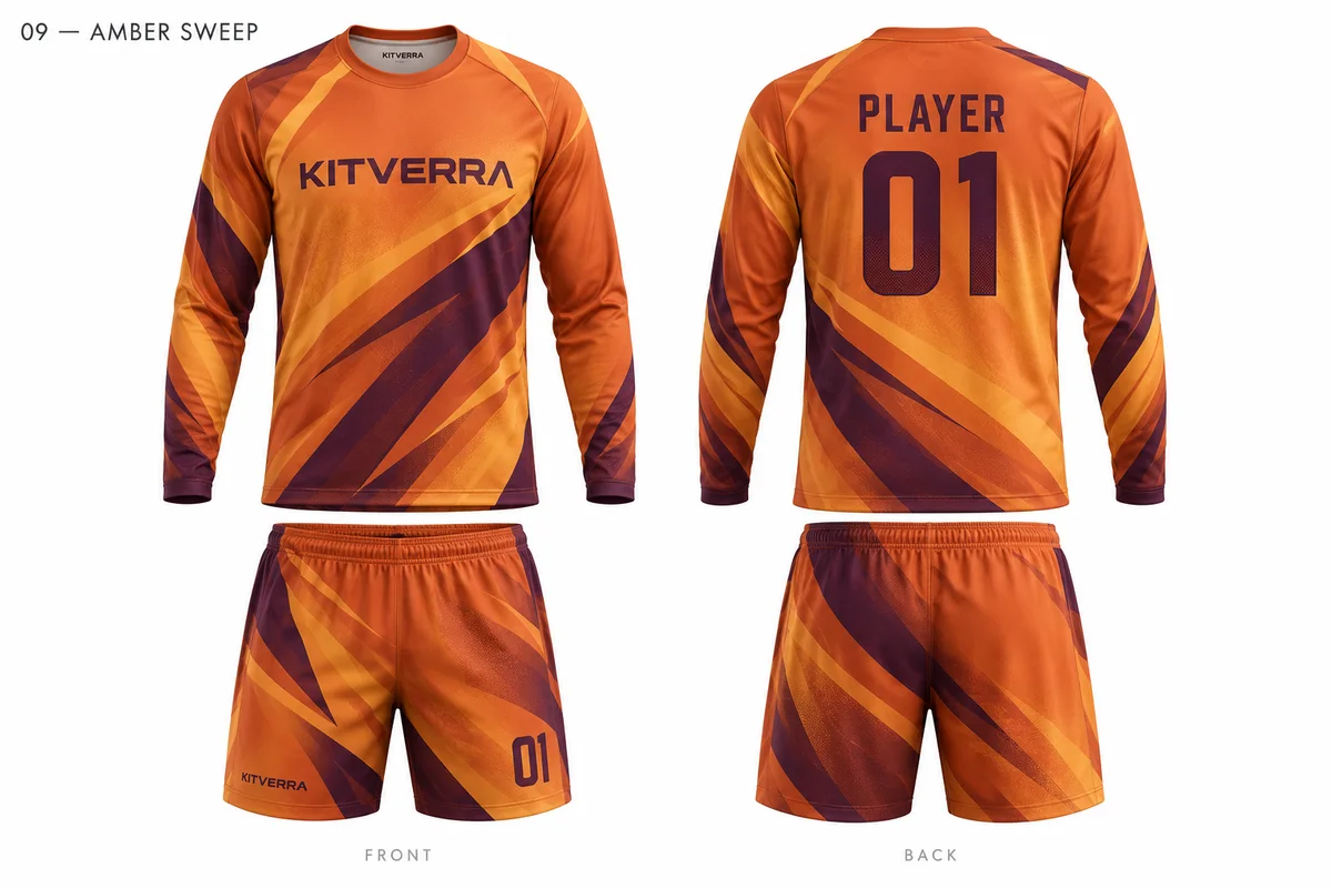 Amber Sweep — Goalkeeper / Sublimation set, front and back design preview