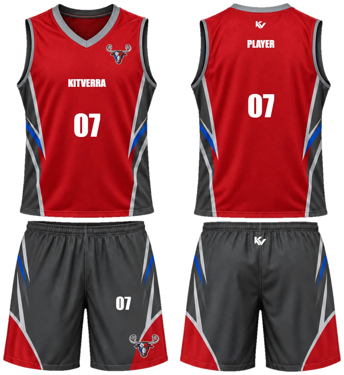 Red Steel — Men's sleeveless field sets, front and back design preview