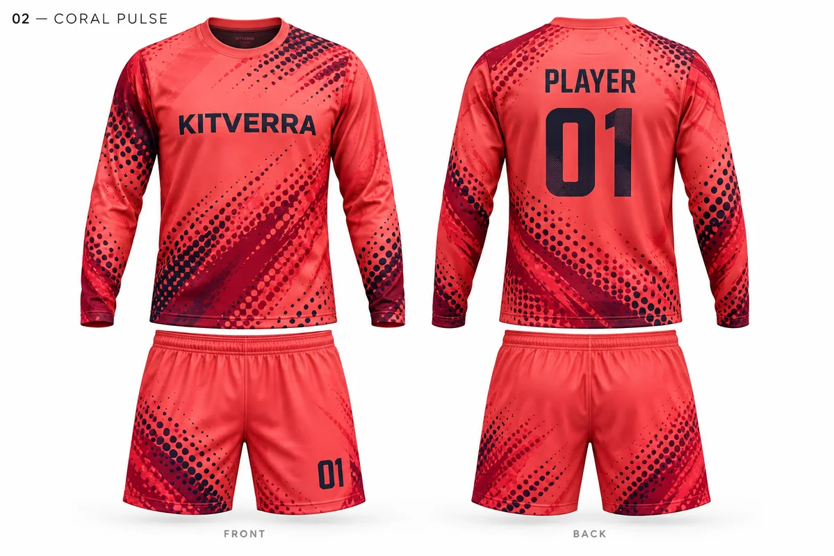 Coral Pulse — Goalkeeper / Sublimation set, front and back design preview