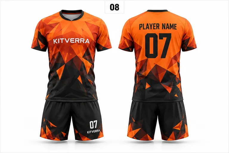 Orange Facets — Match kits / Jersey & shorts, front and back design preview