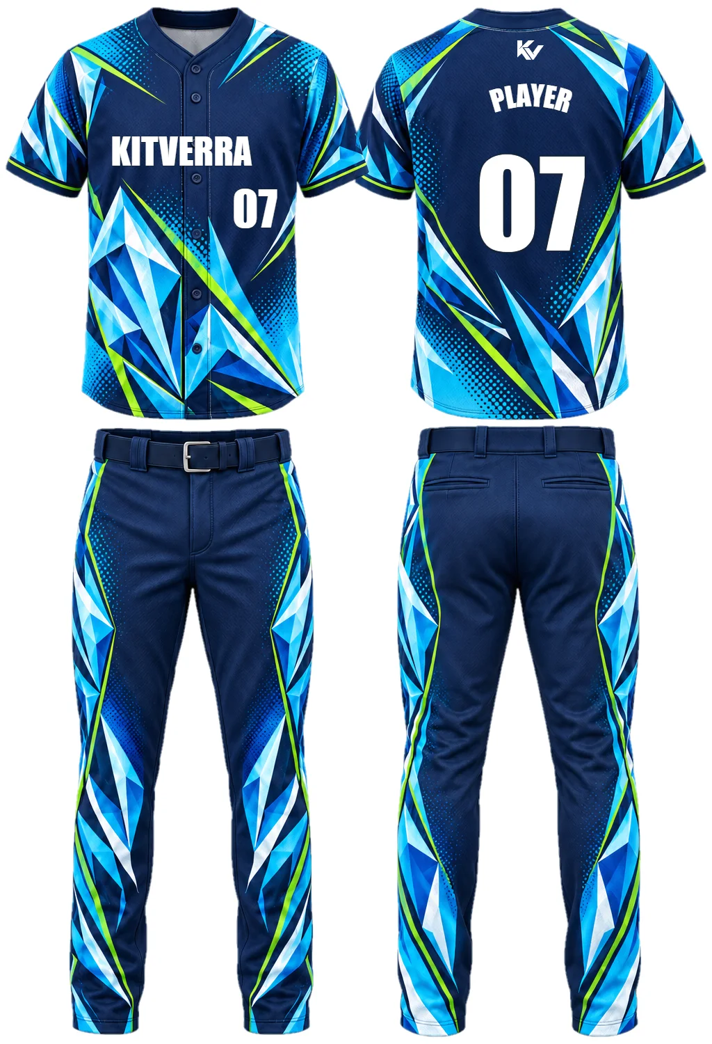 Diamond Surge — Full-button baseball sets, front and back design preview