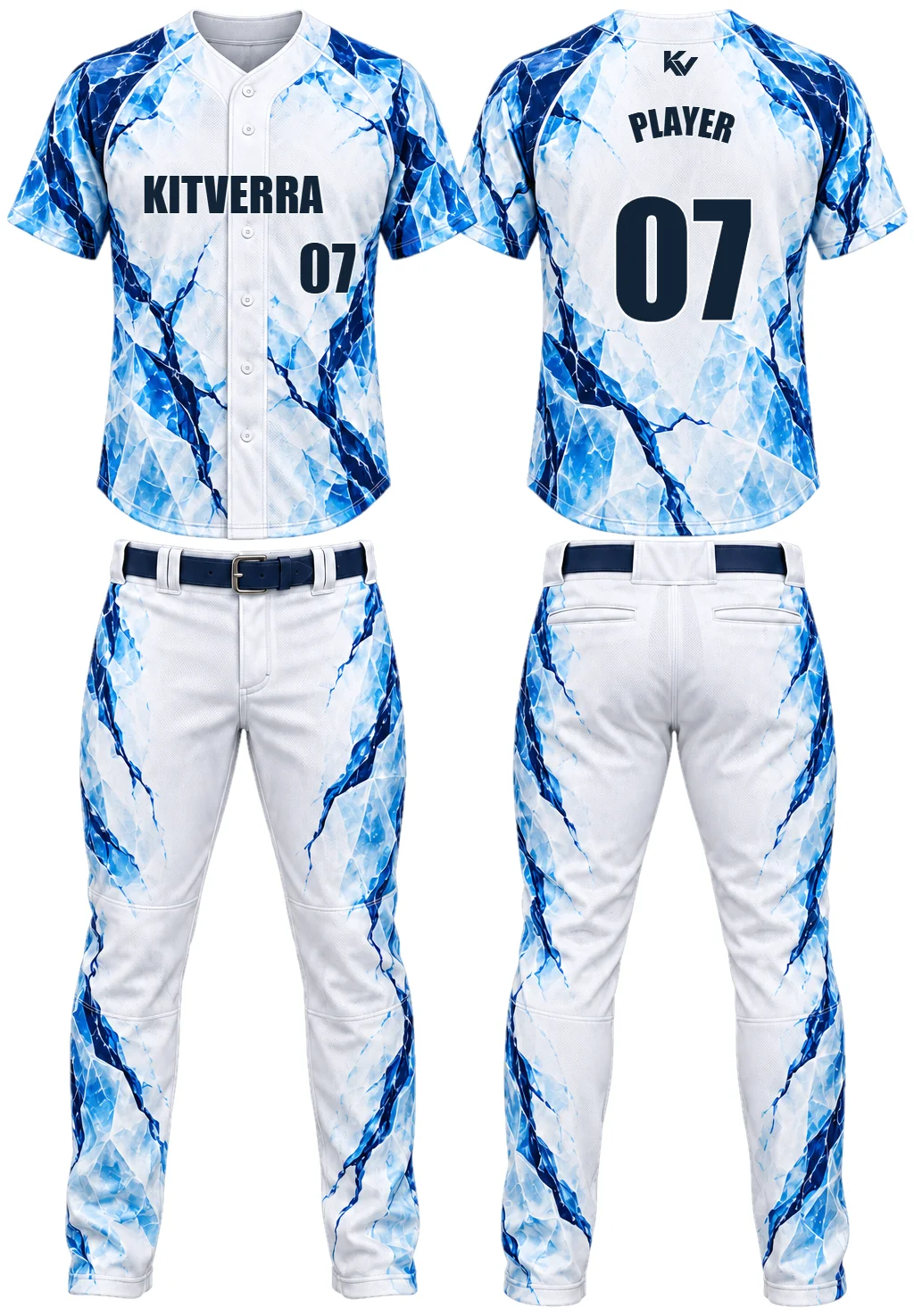 Glacier Veins — Raglan button & pants, front and back design preview