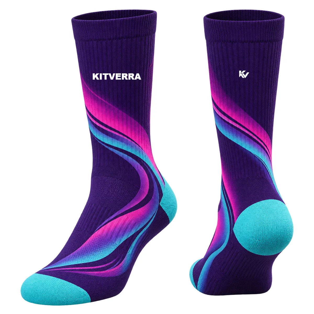 Route Wave — 7v7 Football socks, front and back design preview