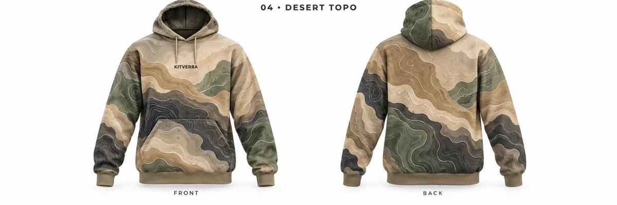 Desert Topo — Hoodies, front and back design preview