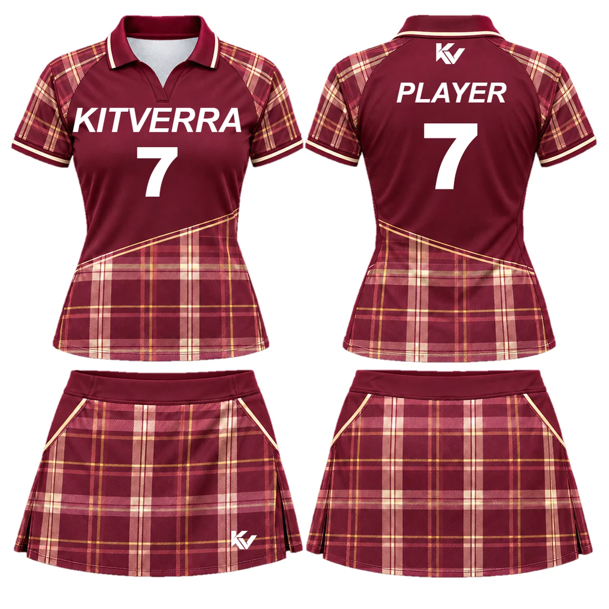 Heritage Plaid — Field hockey kit / Polo collar, front and back design preview