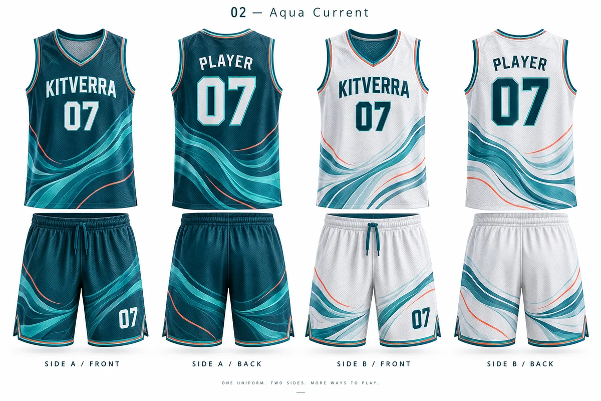 Aqua Current — REVERSIBLE / SIDE A & SIDE B / SUBLIMATION, front and back design preview