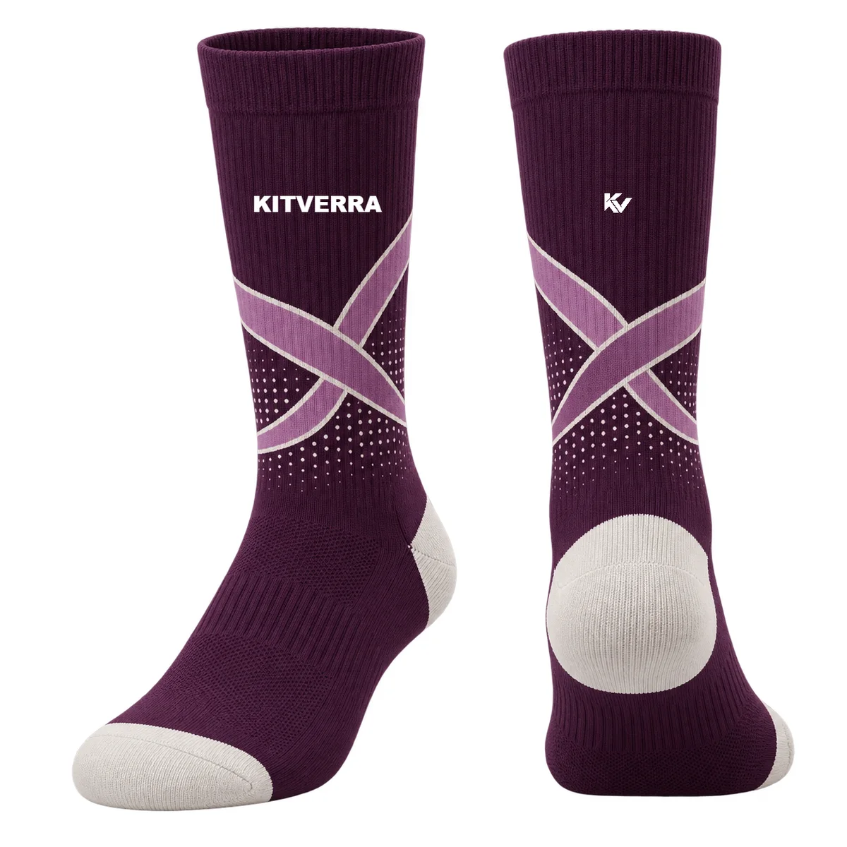 Court Ribbon — Netball socks, front and back design preview
