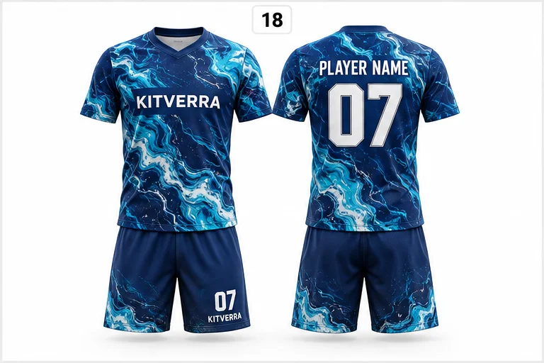 Blue Marble — Match kits / Jersey & shorts, front and back design preview