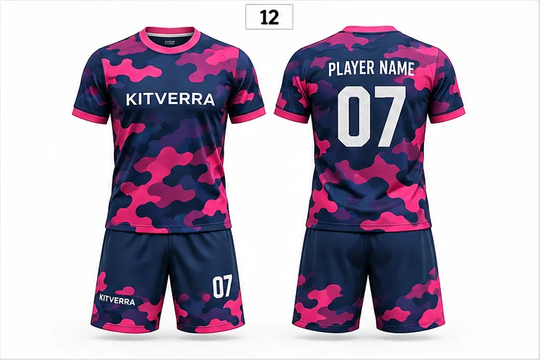Pink Camo — Match kits / Jersey & shorts, front and back design preview