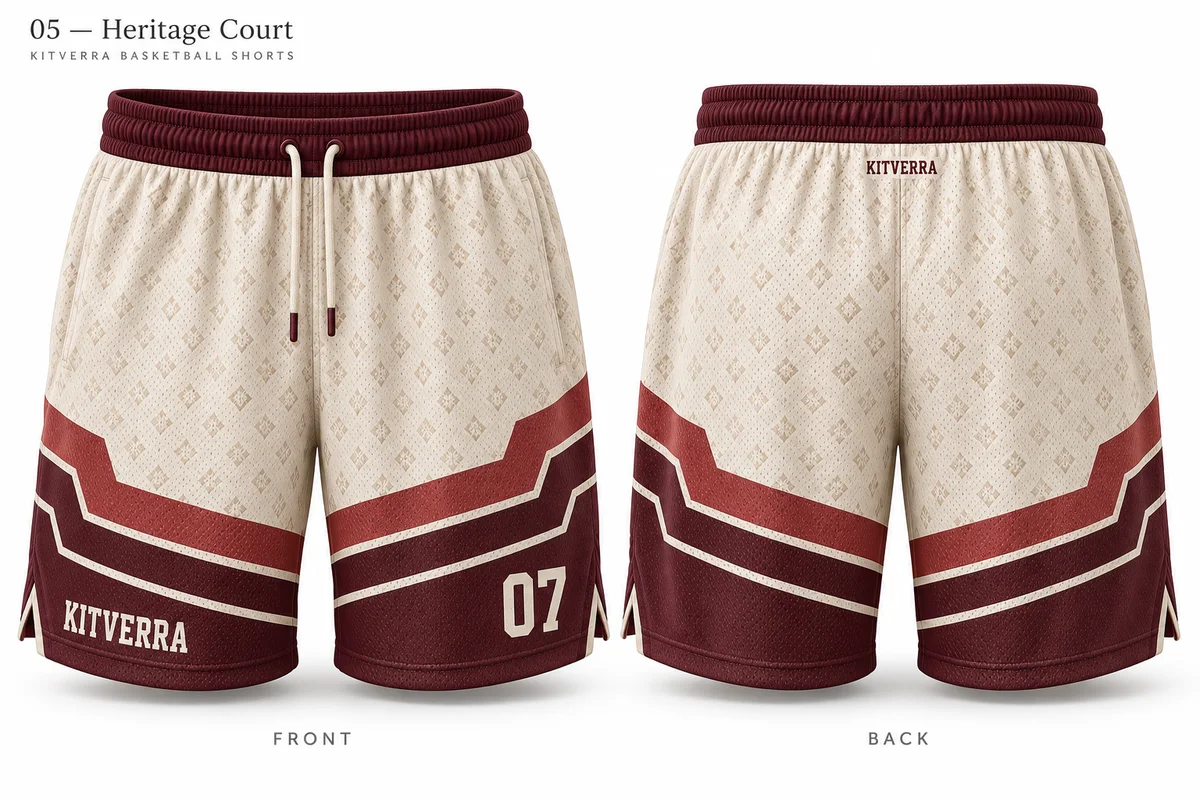 Heritage Court — BASKETBALL SHORTS / SUBLIMATION, front and back design preview
