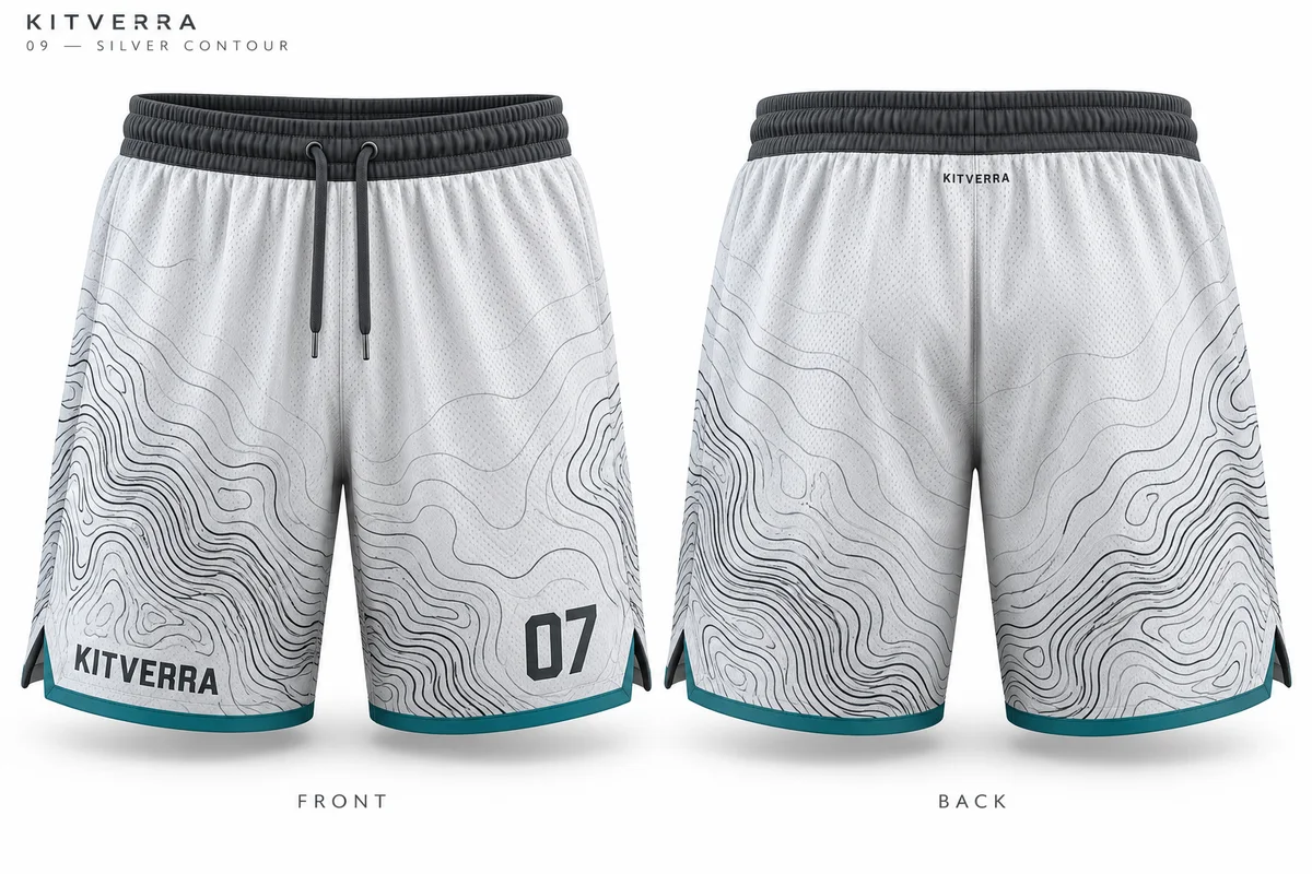 Silver Contour — BASKETBALL SHORTS / SUBLIMATION, front and back design preview
