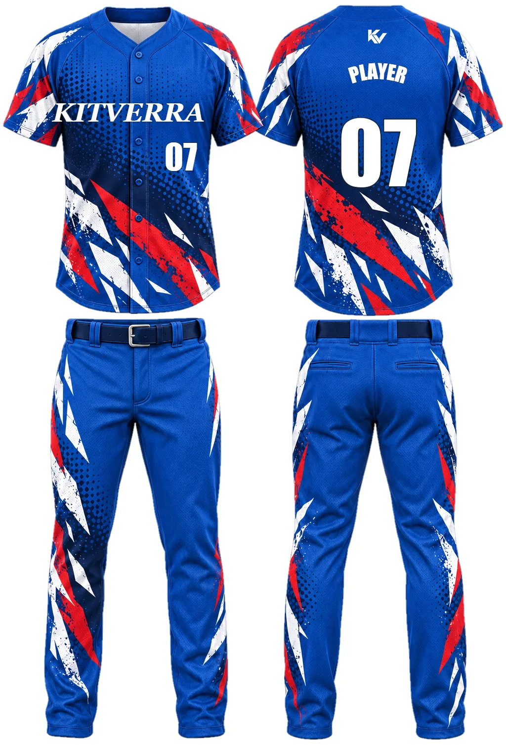 Royal Fragment — Raglan button & pants, front and back design preview