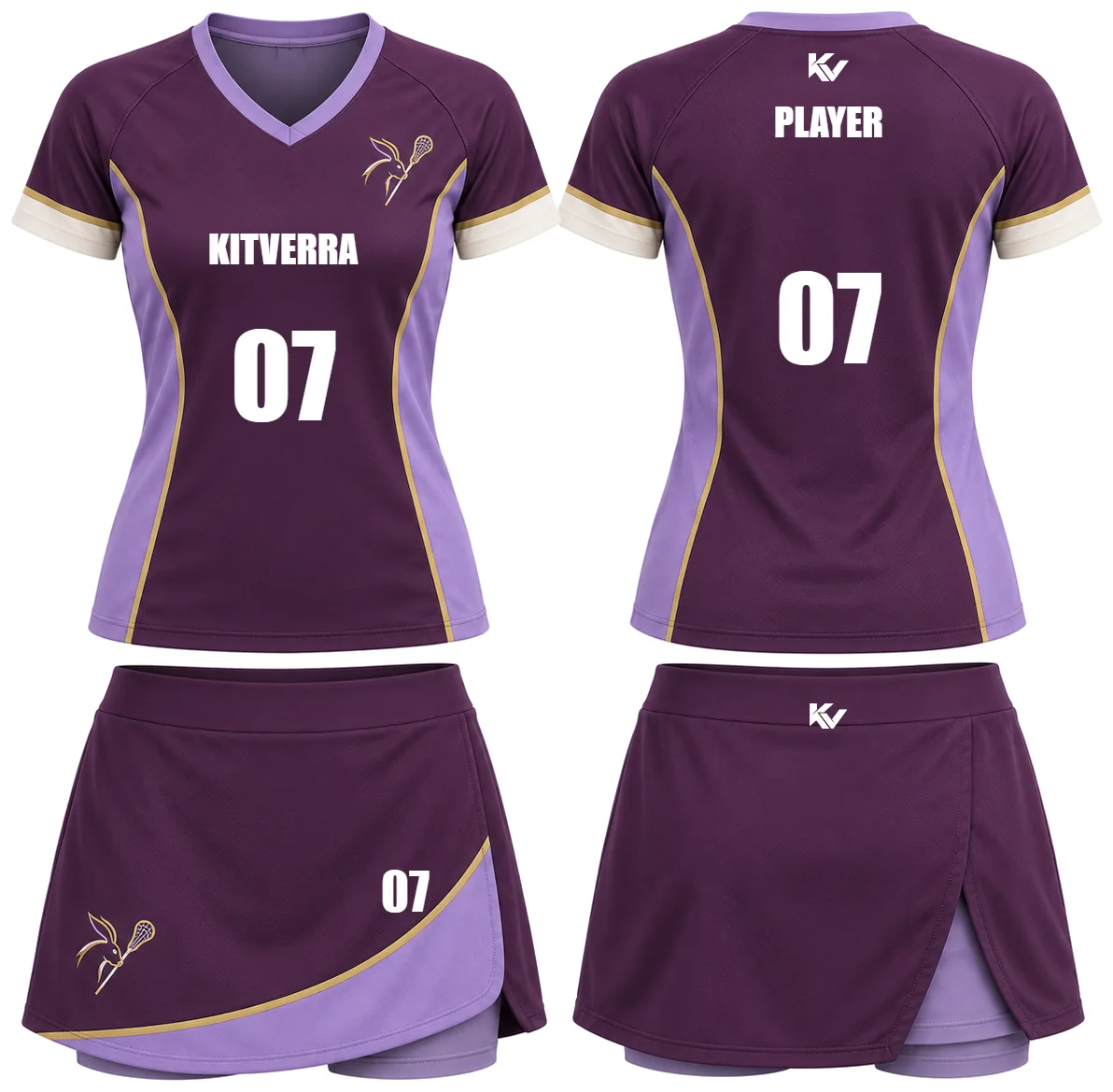 Plum Stride — Women's shirt & skort, front and back design preview