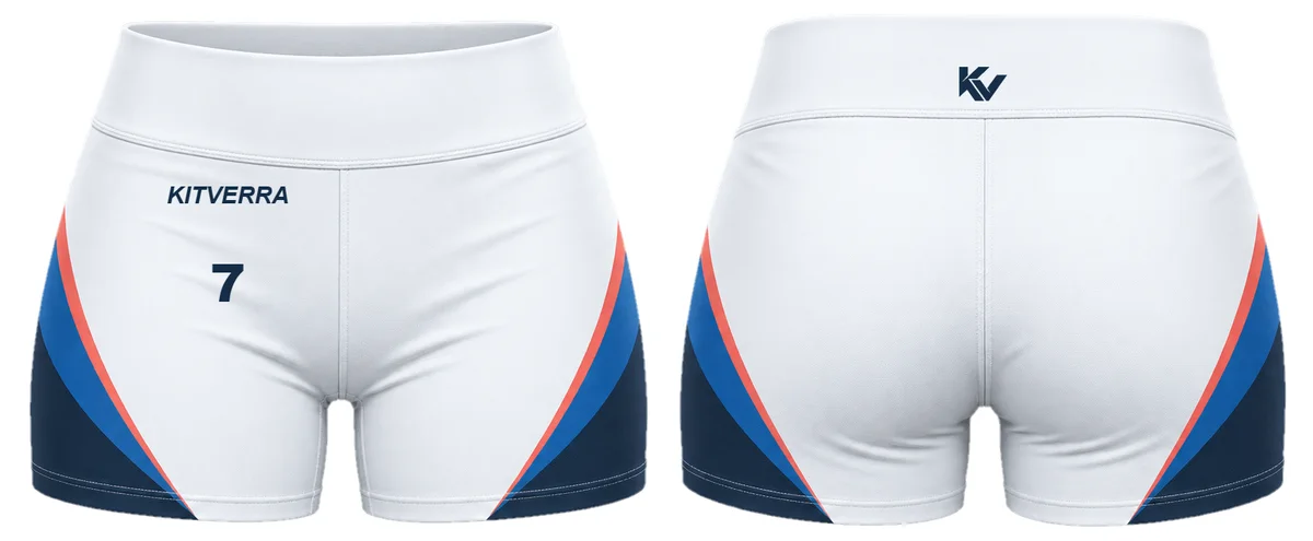 White Vector — Fitted court shorts / High rise / fitted court shorts, front and back design preview