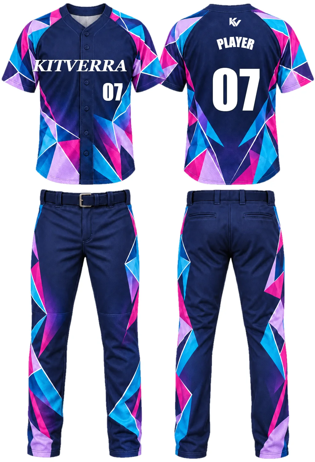 Pacific Prism — Raglan button & pants, front and back design preview