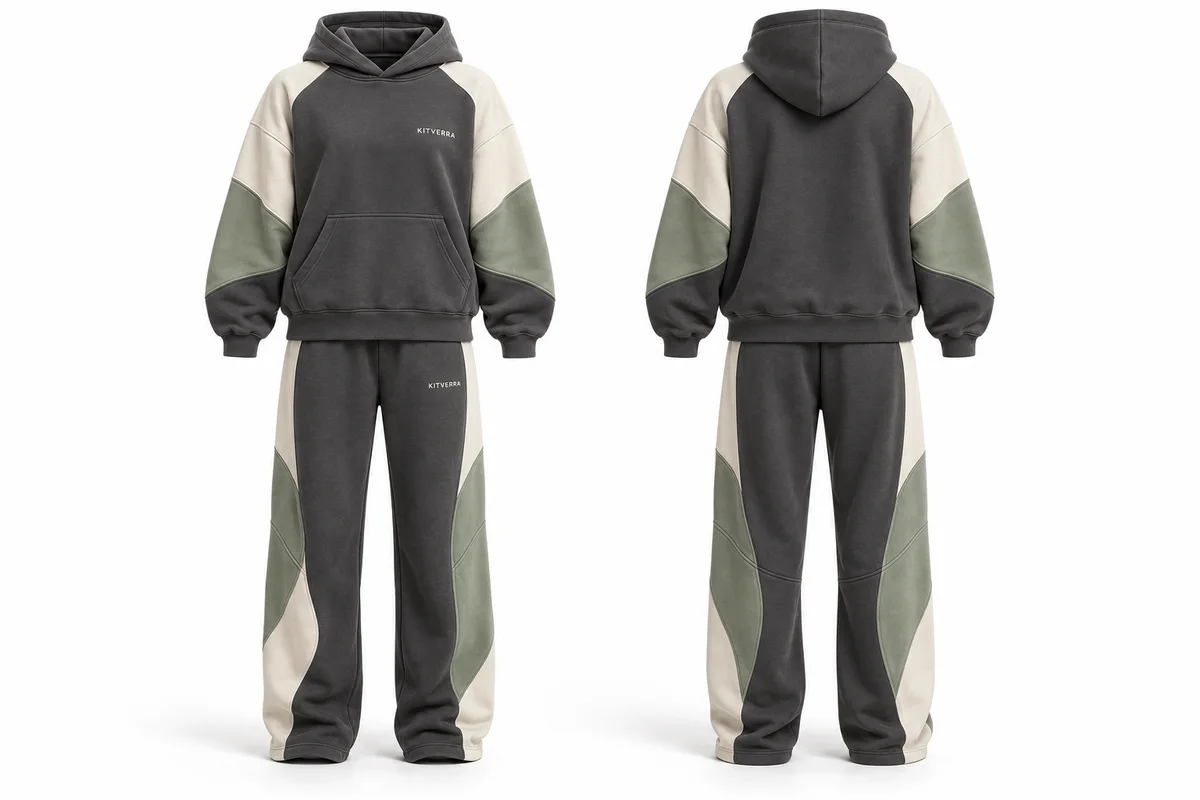 Drop-shoulder panel set — Tracksuits & Sweatsuits, front and back design preview