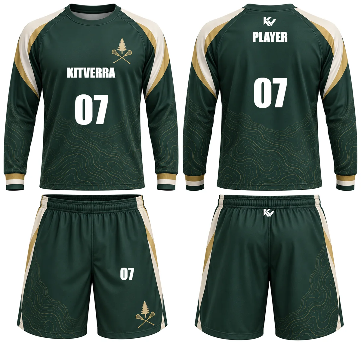 Sideline Topography — Long-sleeve shooting sets, front and back design preview