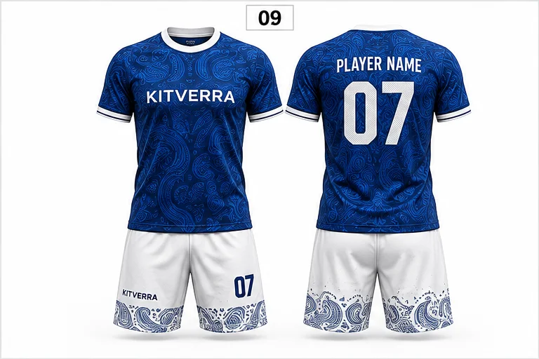 Blue Paisley — Match kits / Jersey & shorts, front and back design preview