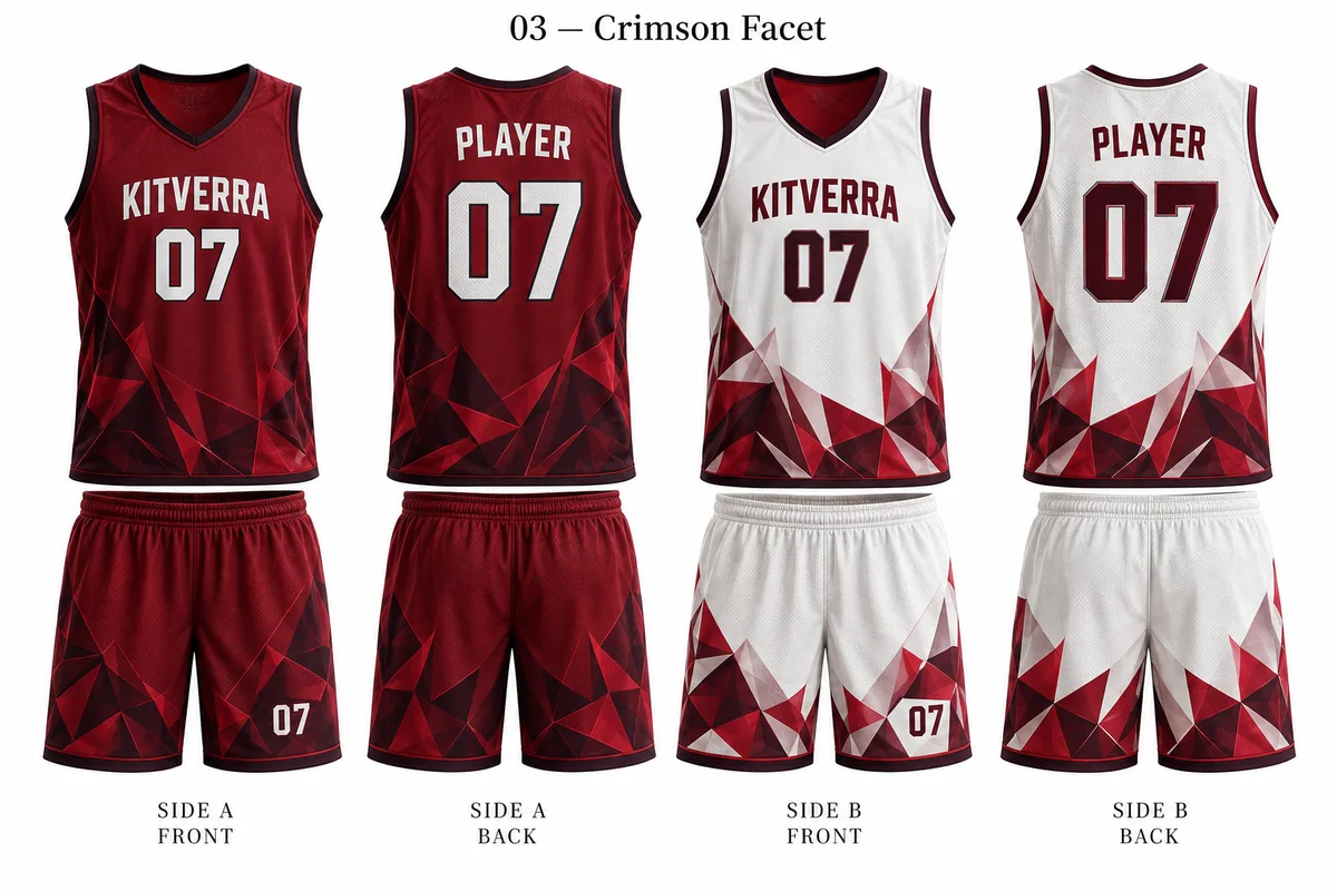 Crimson Facet — REVERSIBLE / SIDE A & SIDE B / SUBLIMATION, front and back design preview