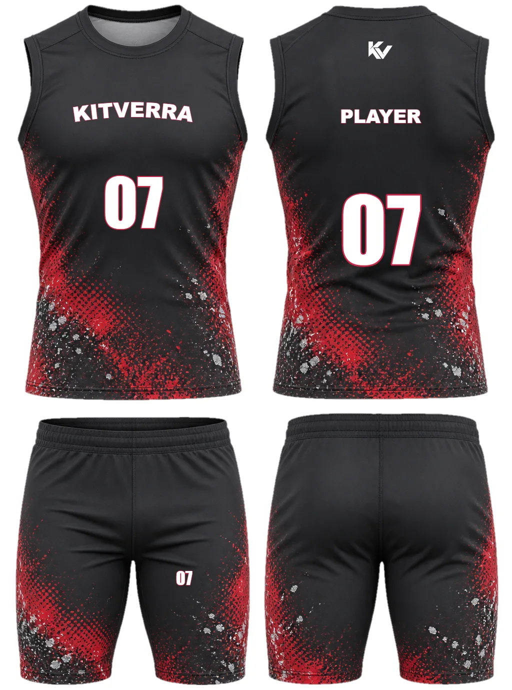 Crimson Static — 7v7 sleeveless sets, front and back design preview