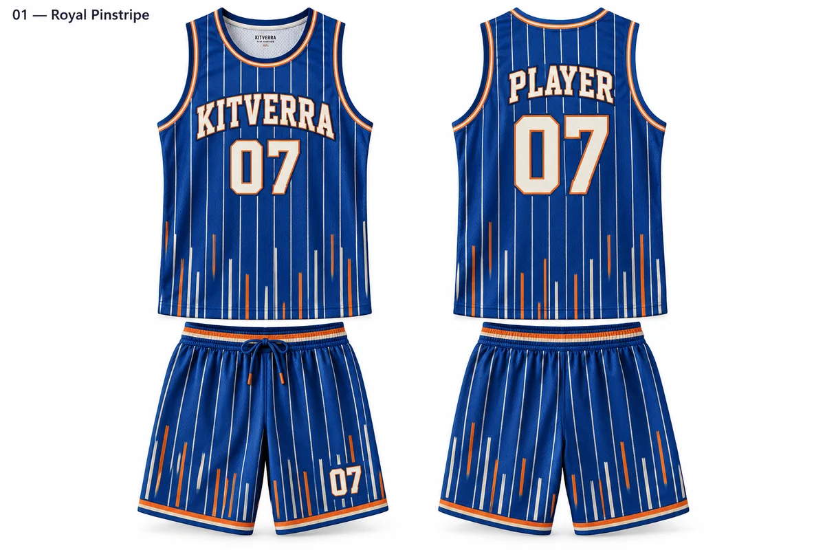 Royal Pinstripe — GAME KIT / SUBLIMATION, front and back design preview