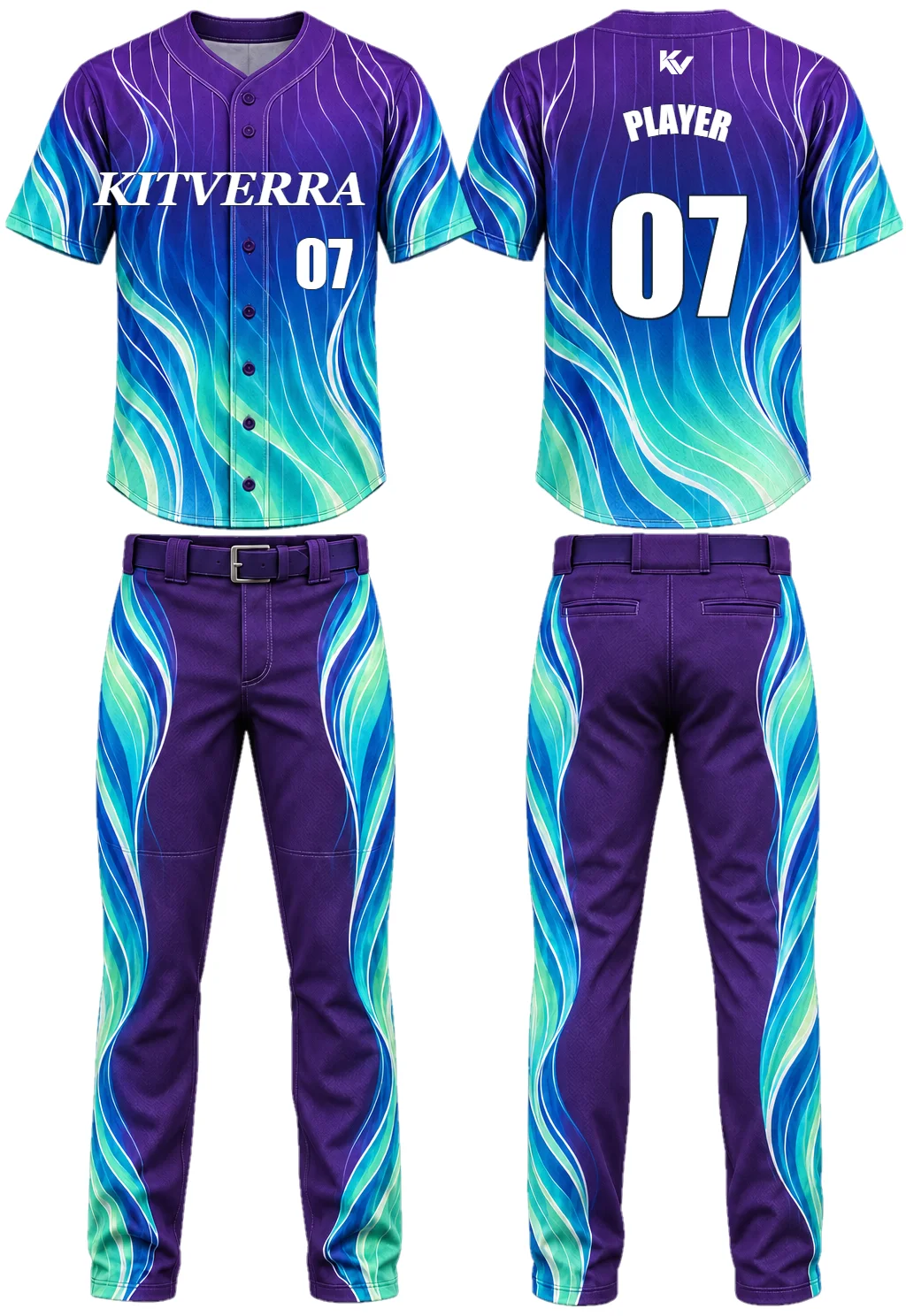 Aurora Pinwave — Full-button baseball sets, front and back design preview