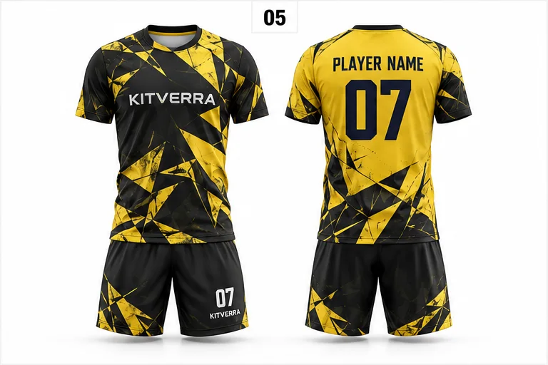 Black Gold Fracture — Match kits / Jersey & shorts, front and back design preview