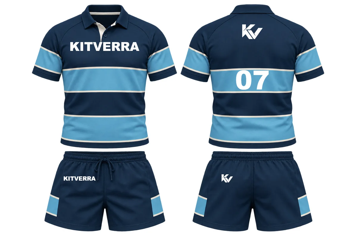 Club Hoops — Rugby kit / Reinforced rugby polo collar, front and back design preview