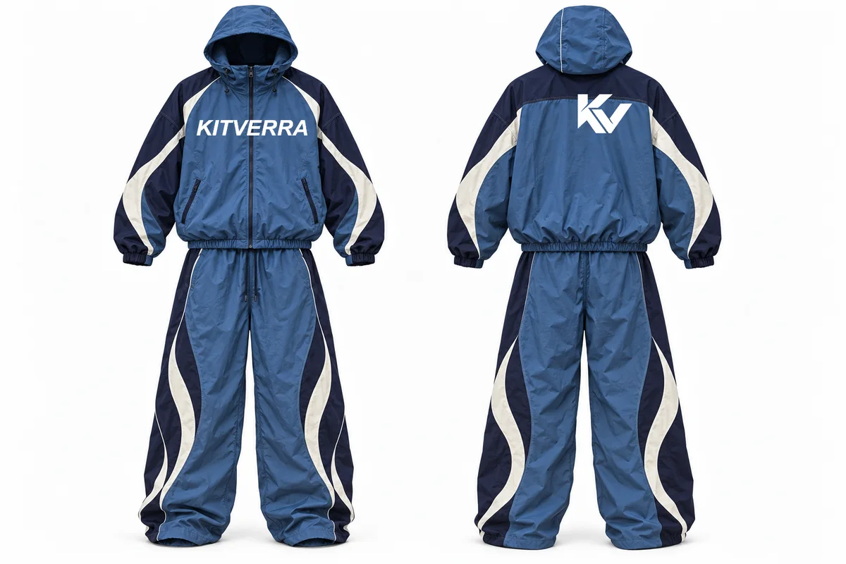 Blue Arc Baggy — Windbreakers, front and back design preview